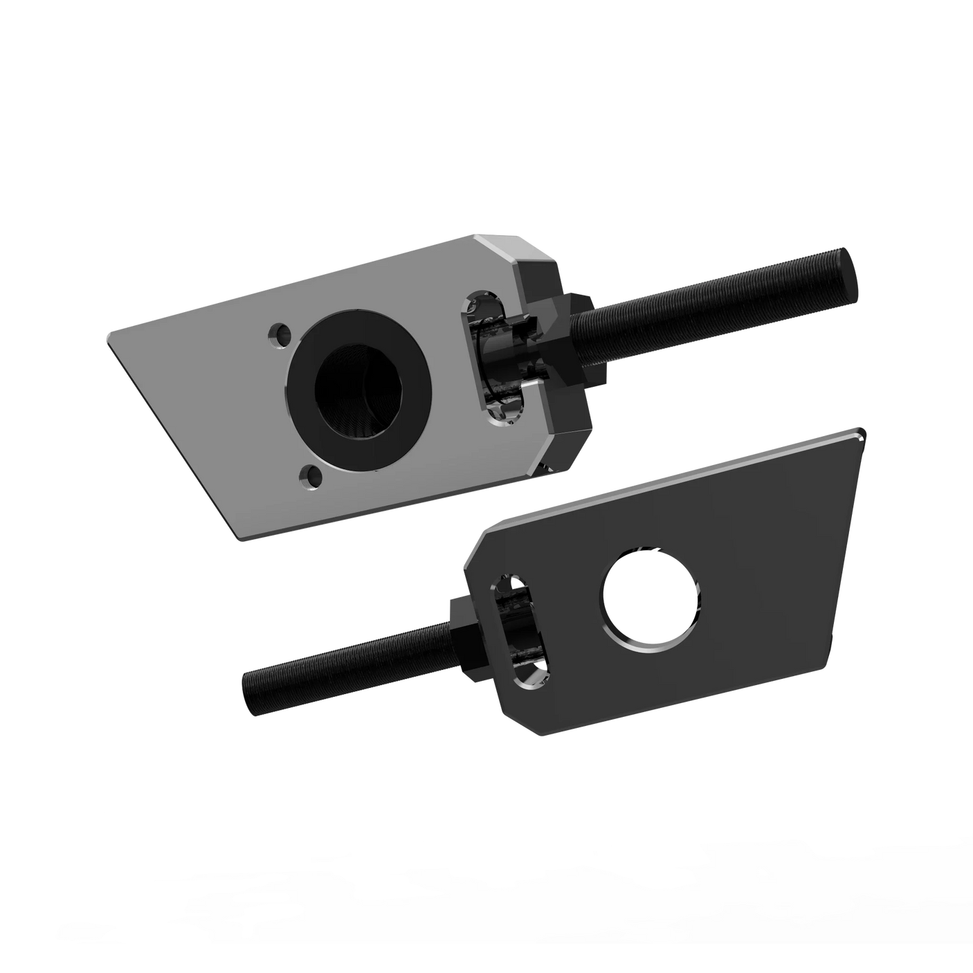 IZI Brothers axle blocks for Sur-Ron Light Bee swingarm - raw interior front view of both pieces
