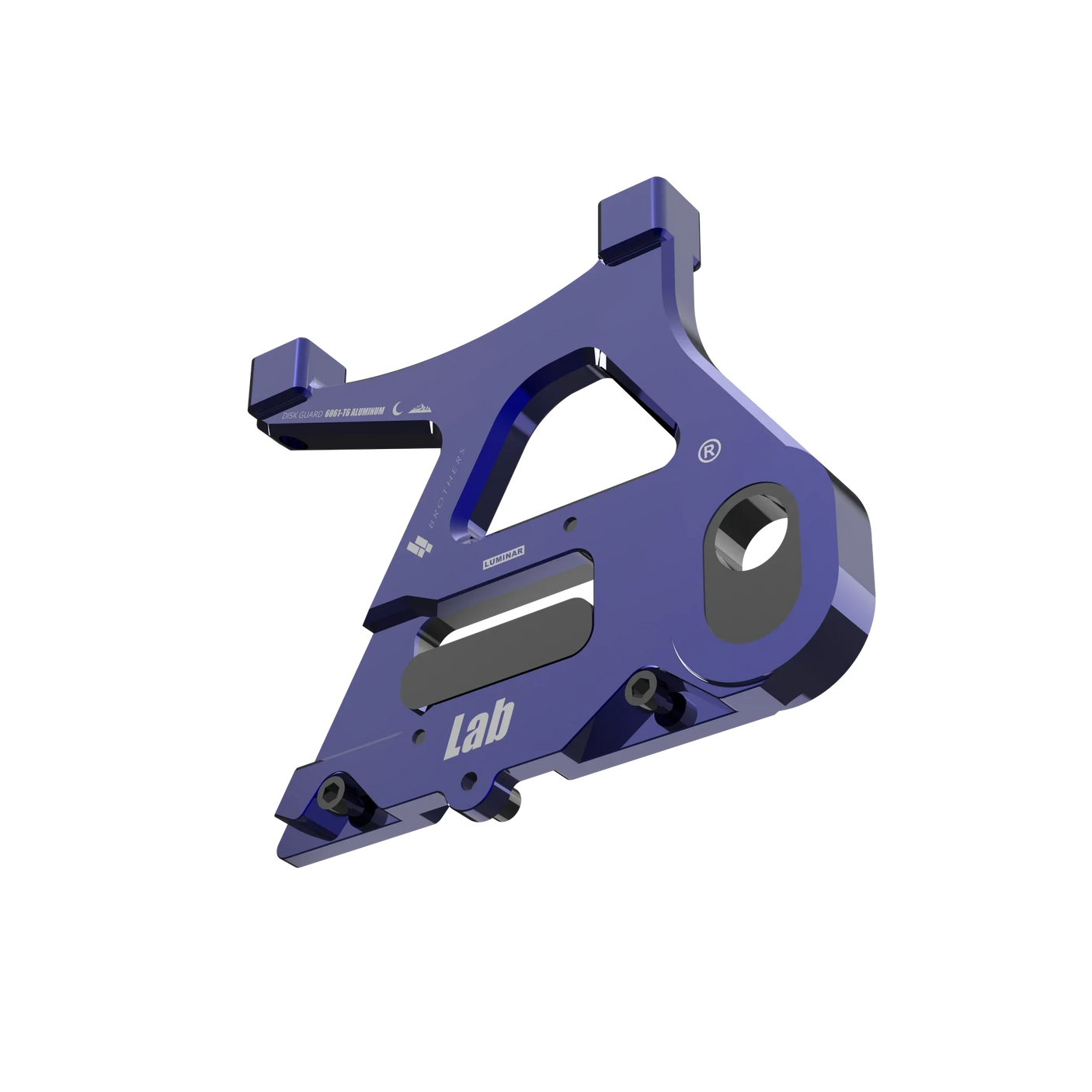 IZI Brothers caliper mount for Sur-Ron Light Bee swingarm - blue 3/4 exterior side view