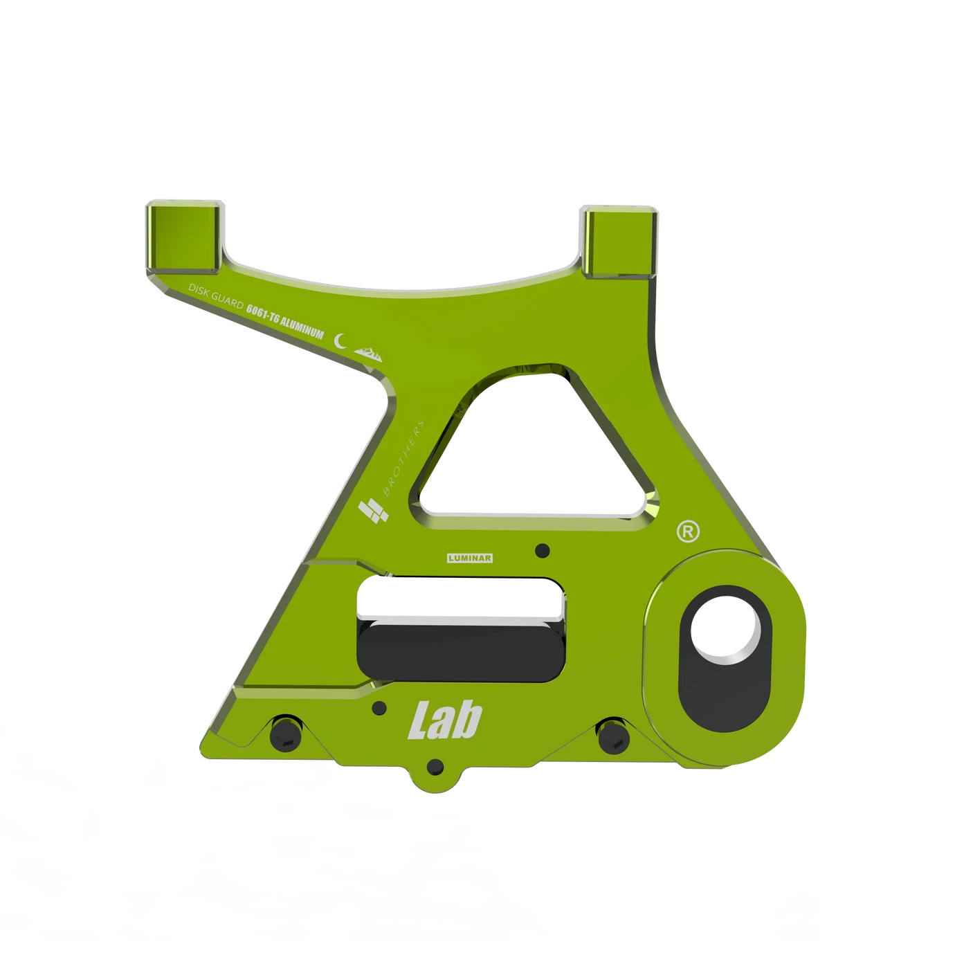 IZI Brothers caliper mount for Sur-Ron Light Bee swingarm - green exterior front view