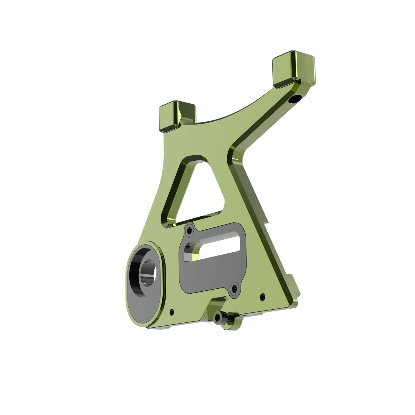 IZI Brothers caliper mount for Sur-Ron Light Bee swingarm - green 3/4 interior profile view