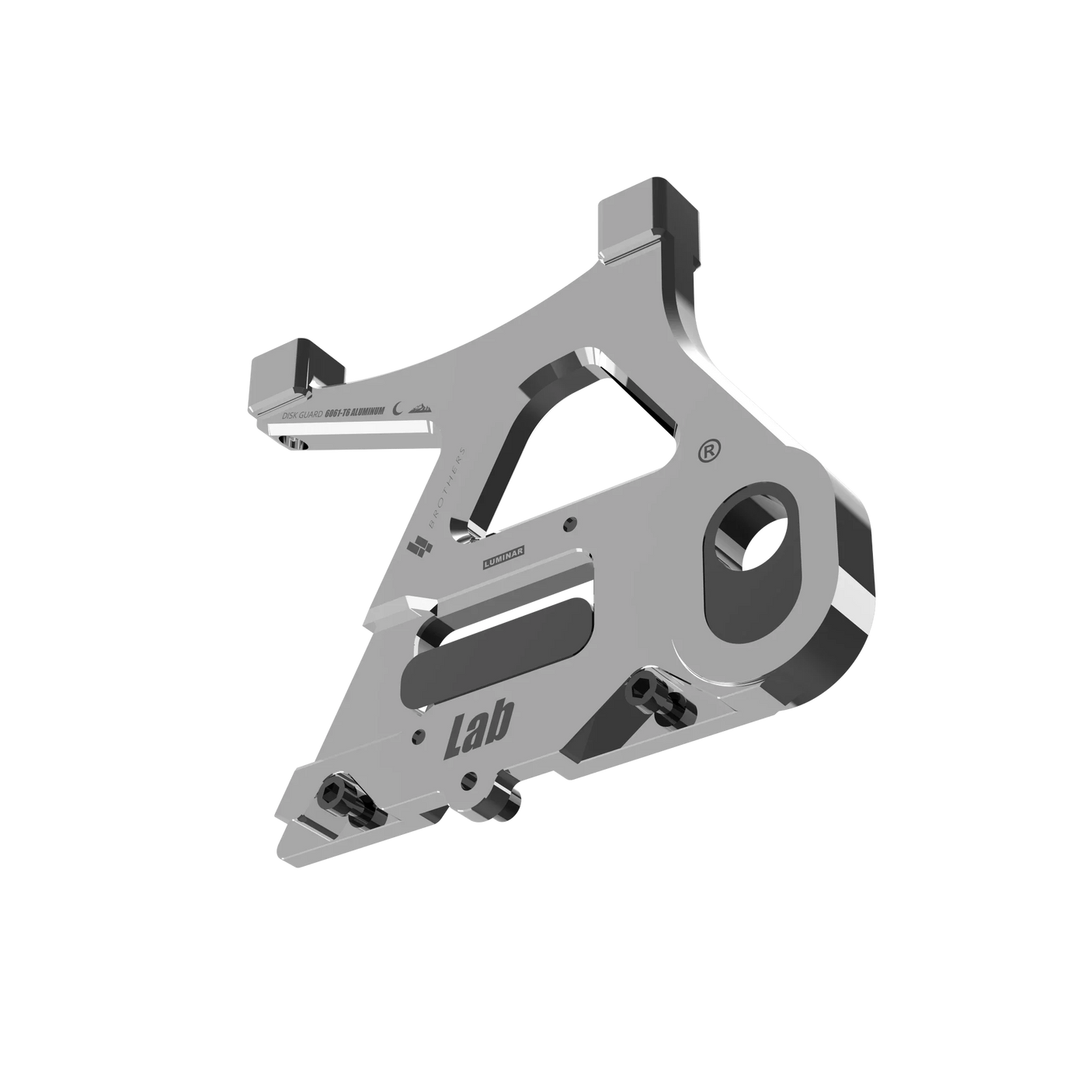 IZI Brothers caliper mount for Sur-Ron Light Bee swingarm - raw 3/4 exterior side view