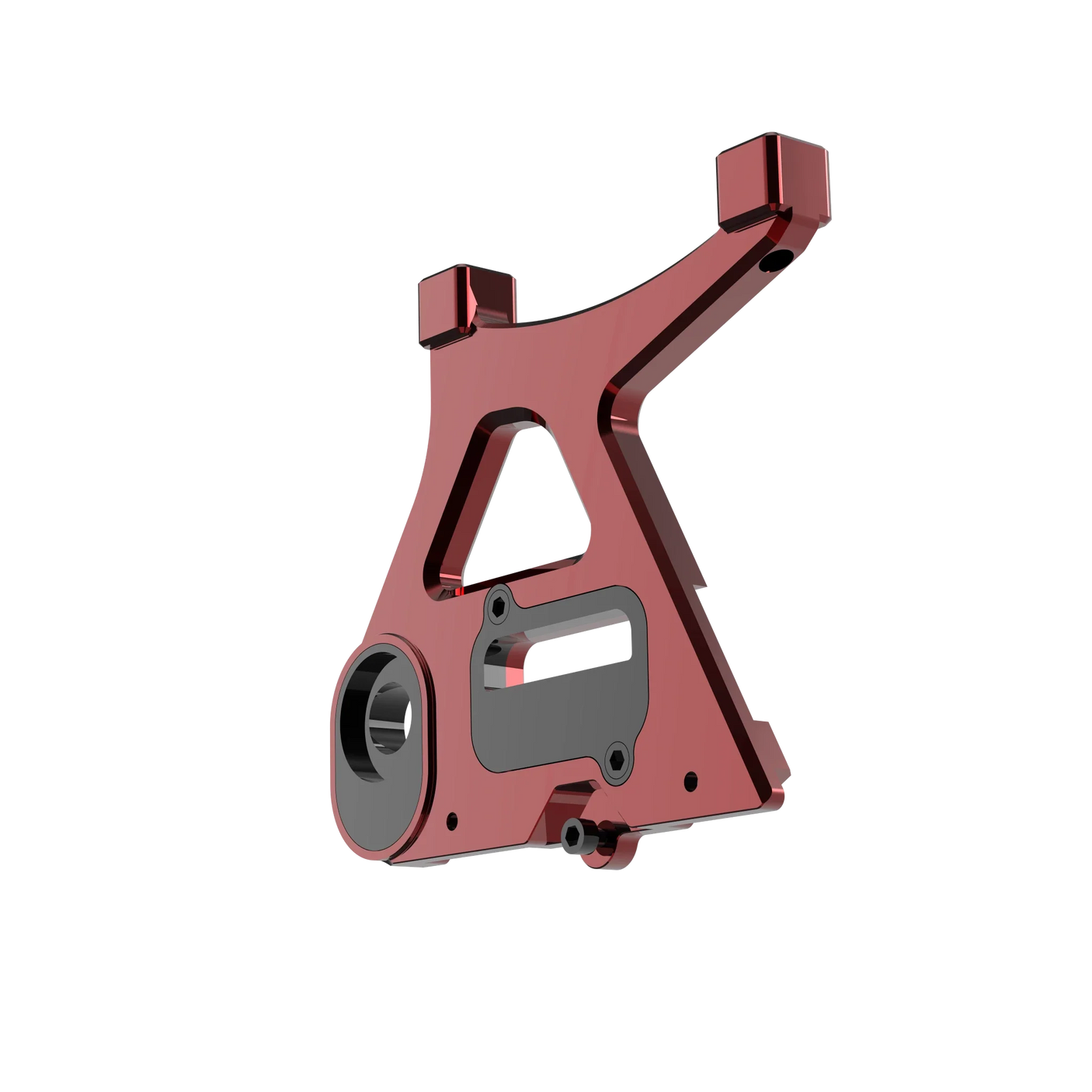 IZI Brothers caliper mount for Sur-Ron Light Bee swingarm - red interior 3/4 profile view