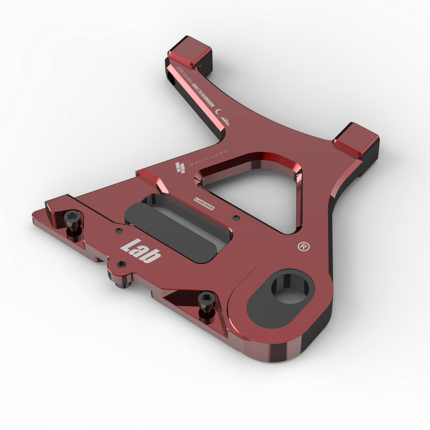 IZI Brothers caliper mount for Sur-Ron Light Bee swingarm - red top-down exterior view