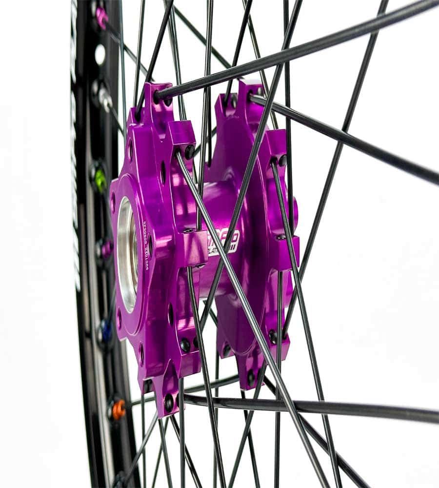 SM Pro Light Bee Wheelset – Purple Black Hub and Rainbow Nipples - EVFREAKS SM Pro Light Bee Wheelset – Purple Black Hub and Rainbow Nipples