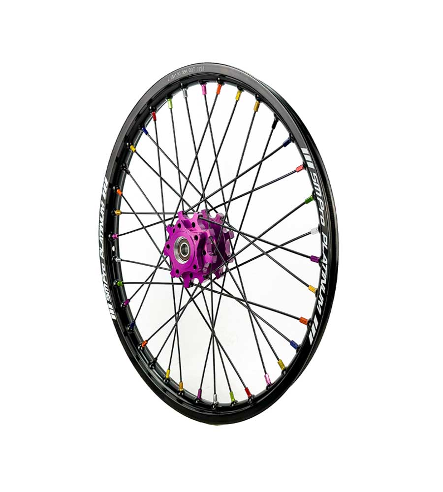 SM Pro Light Bee Wheelset – Purple Black Hub and Rainbow Nipples - EVFREAKS SM Pro Light Bee Wheelset – Purple Black Hub and Rainbow Nipples