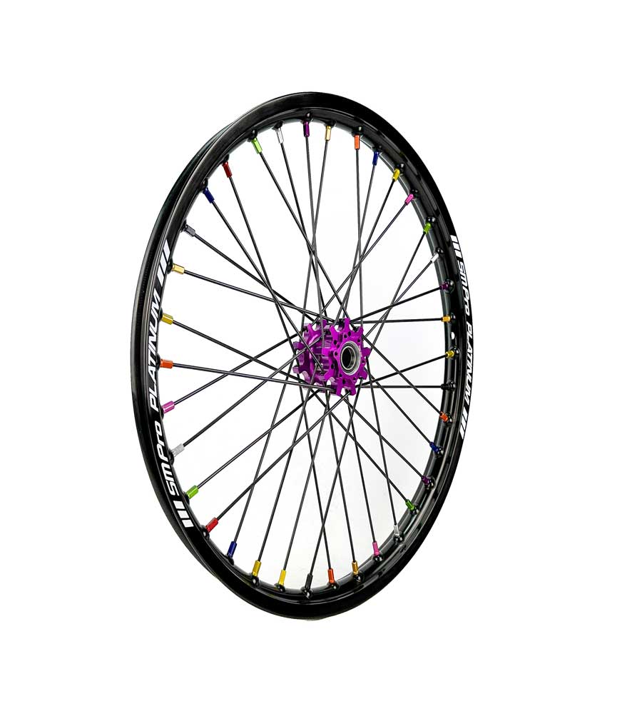 SM Pro Light Bee Wheelset – Purple Black Hub and Rainbow Nipples - EVFREAKS SM Pro Light Bee Wheelset – Purple Black Hub and Rainbow Nipples