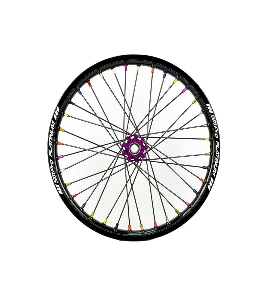 SM Pro Light Bee Wheelset – Purple Black Hub and Rainbow Nipples - EVFREAKS SM Pro Light Bee Wheelset – Purple Black Hub and Rainbow Nipples