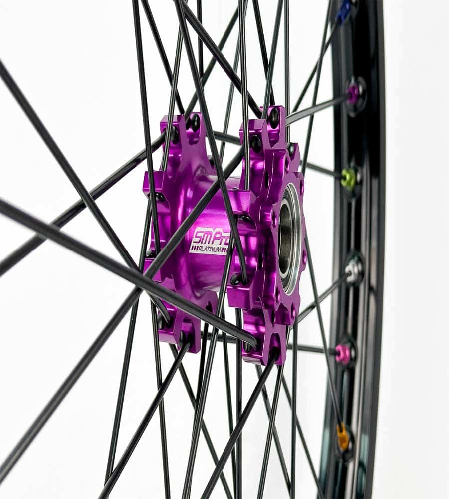 SM Pro Light Bee Wheelset – Purple Black Hub and Rainbow Nipples - EVFREAKS SM Pro Light Bee Wheelset – Purple Black Hub and Rainbow Nipples