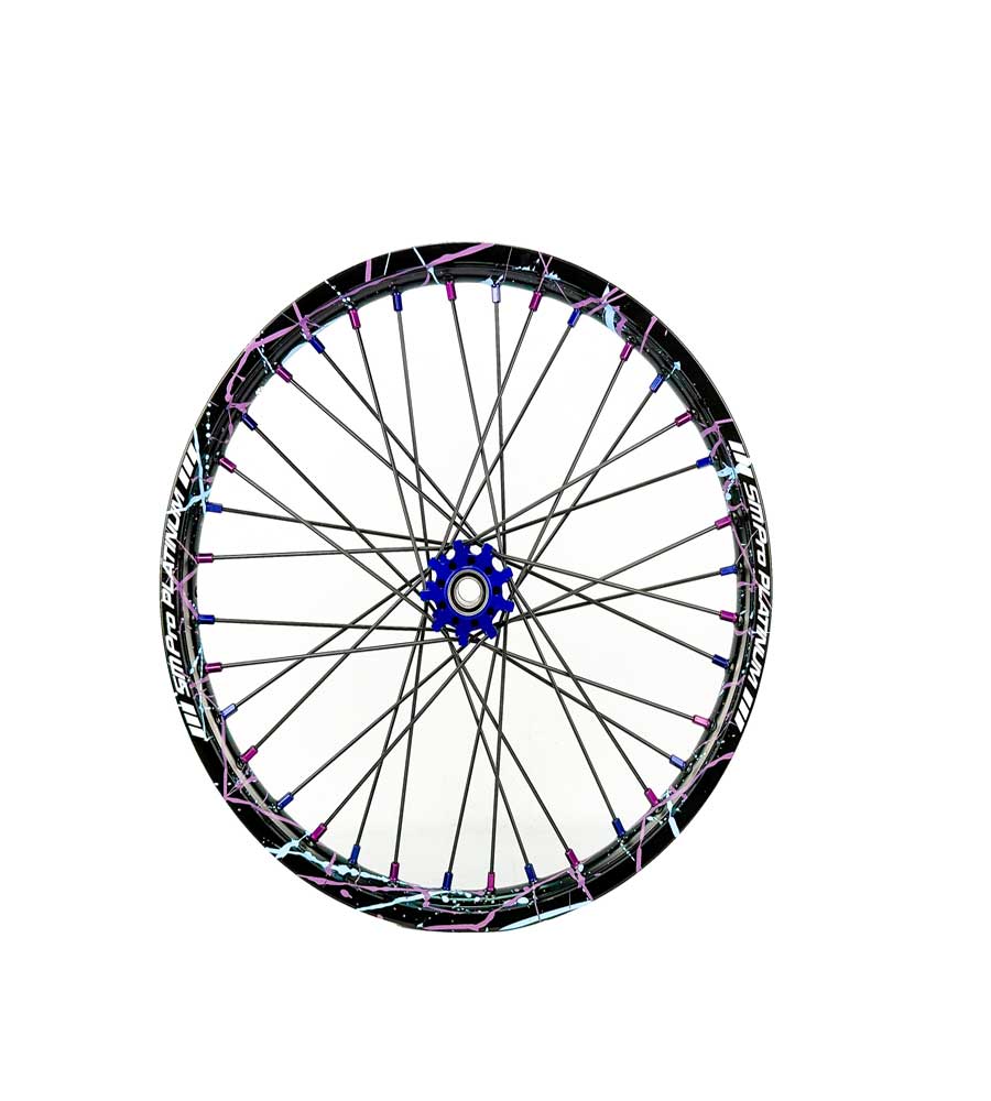 SM Pro Light Bee Wheelset – Splatterkote and Blue and Purple Nipples - EVFREAKSSM Pro Light Bee Wheelset – Splatterkote and Blue and Purple Nipples