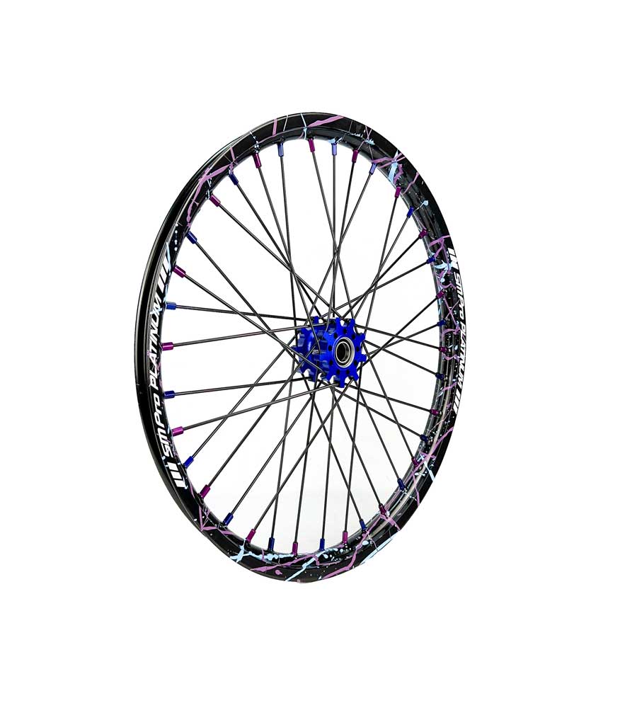 SM Pro Light Bee Wheelset – Splatterkote and Blue and Purple Nipples - EVFREAKSSM Pro Light Bee Wheelset – Splatterkote and Blue and Purple Nipples