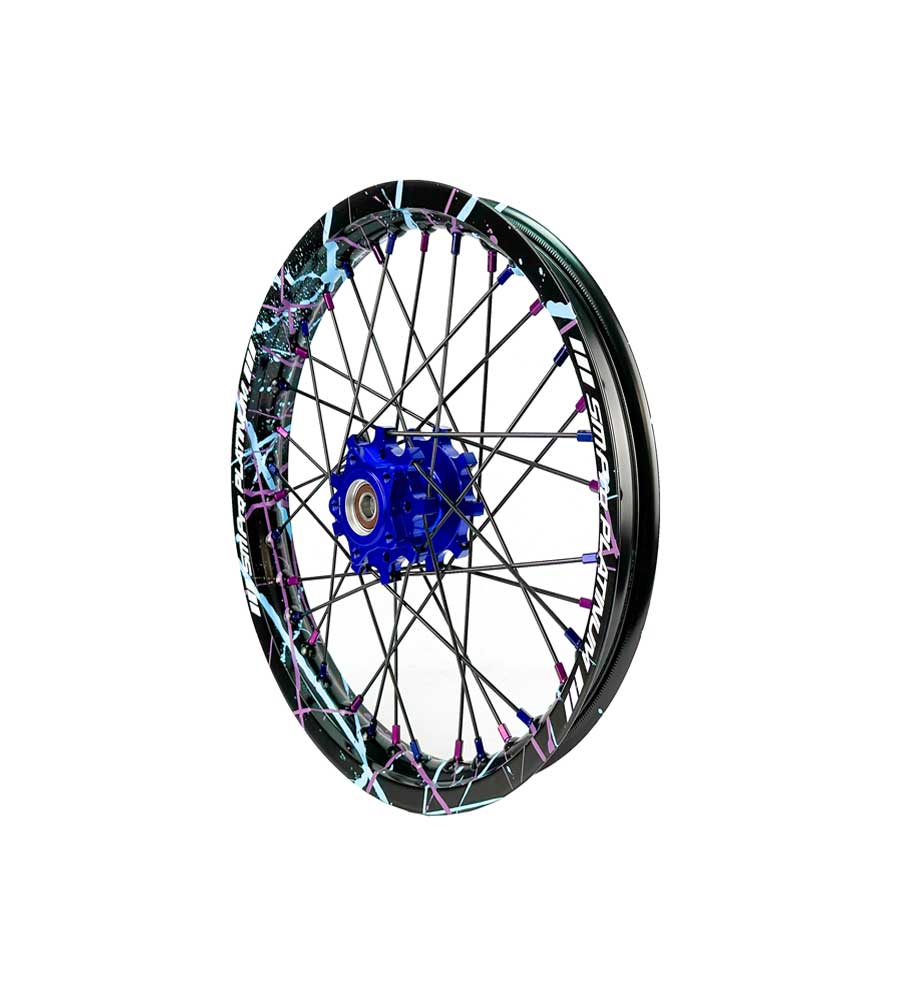 SM Pro Light Bee Wheelset – Splatterkote and Blue and Purple Nipples - EVFREAKSSM Pro Light Bee Wheelset – Splatterkote and Blue and Purple Nipples
