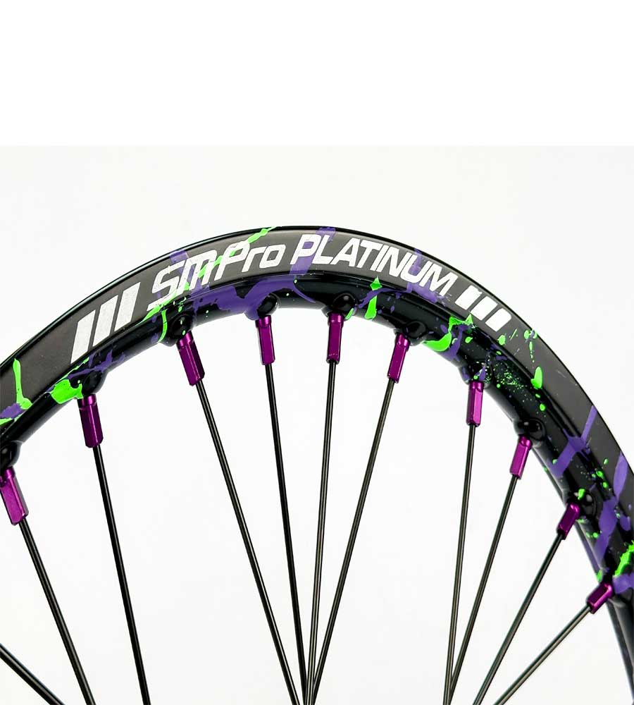 SM Pro Light Bee Wheelset – Splatterkote and Purple Nipples - EVFREAKSSM Pro Light Bee Wheelset – Splatterkote and Purple Nipples