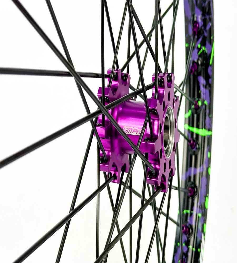 SM Pro Light Bee Wheelset – Splatterkote and Purple Nipples - EVFREAKSSM Pro Light Bee Wheelset – Splatterkote and Purple Nipples