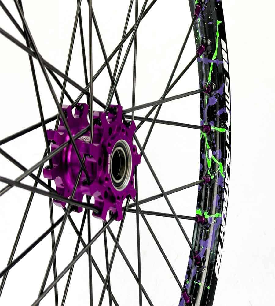 SM Pro Light Bee Wheelset – Splatterkote and Purple Nipples - EVFREAKSSM Pro Light Bee Wheelset – Splatterkote and Purple Nipples