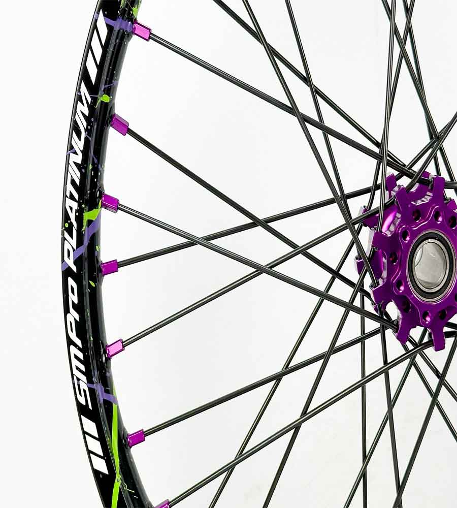 SM Pro Light Bee Wheelset – Zombie Green Splatterkote and Purple Nipples - EVFREAKSSM Pro Light Bee Wheelset – Zombie Green Splatterkote and Purple Nipples