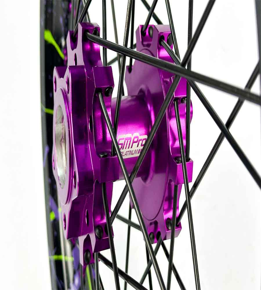 SM Pro Light Bee Wheelset – Zombie Green Splatterkote and Purple Nipples - EVFREAKSSM Pro Light Bee Wheelset – Zombie Green Splatterkote and Purple Nipples