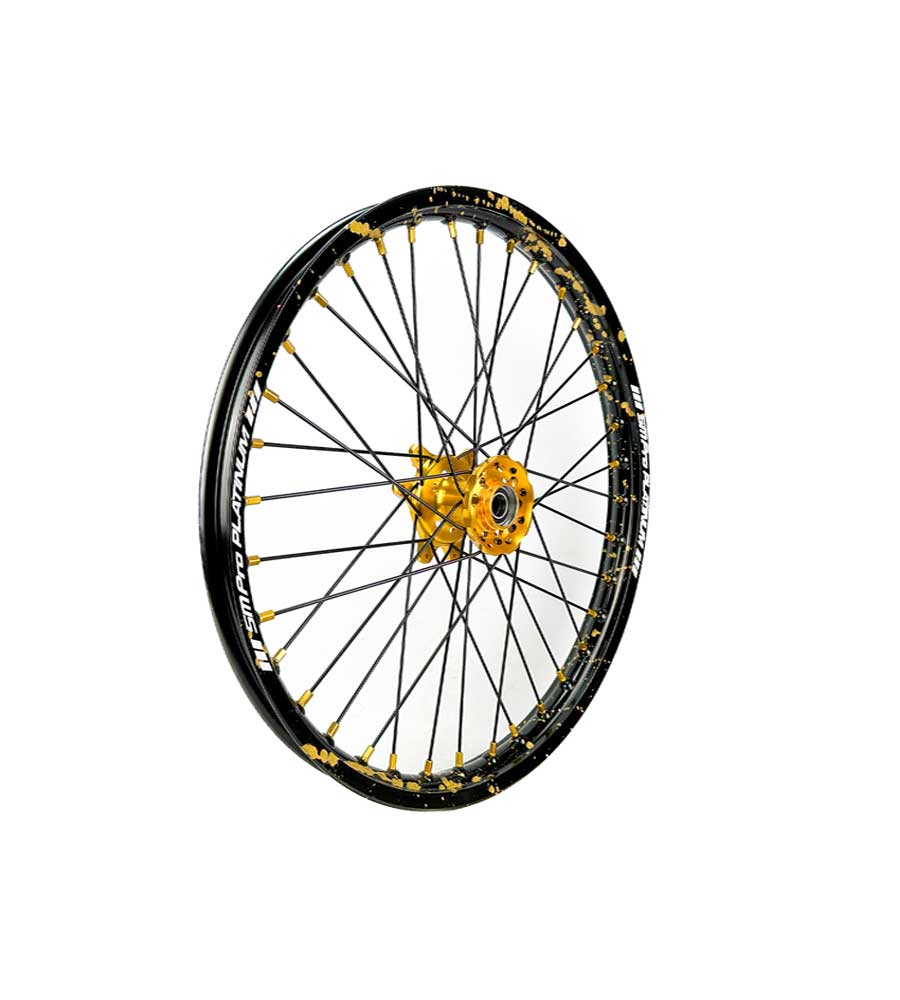 SM Pro Ultra Bee Wheels – Splatterkote Black with Gold Splatter and Matte Spokes - EVFREAKSSM Pro Ultra Bee Wheels – Splatterkote Black with Gold Splatter and Matte Spokes