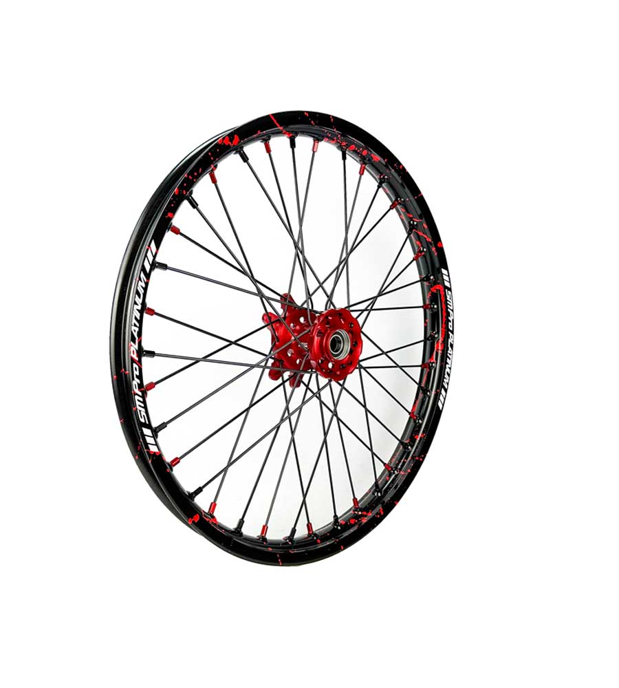 SM Pro Ultra Bee Wheels – Splatterkote Black With Red Splatter and Matte Spokes - EVFREAKSSM Pro Ultra Bee Wheels – Splatterkote Black With Red Splatter and Matte Spokes