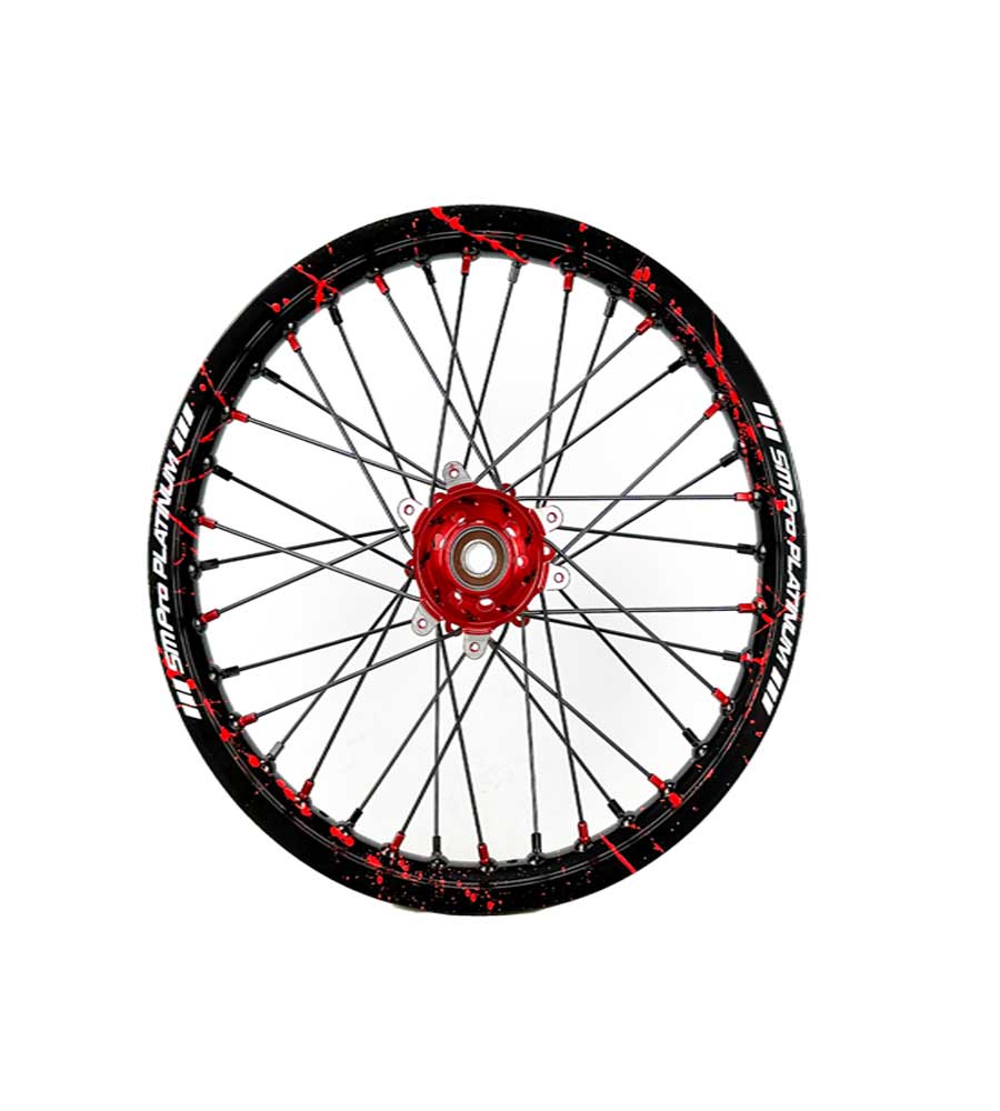 SM Pro Ultra Bee Wheels – Splatterkote Black With Red Splatter and Matte Spokes - EVFREAKSSM Pro Ultra Bee Wheels – Splatterkote Black With Red Splatter and Matte Spokes
