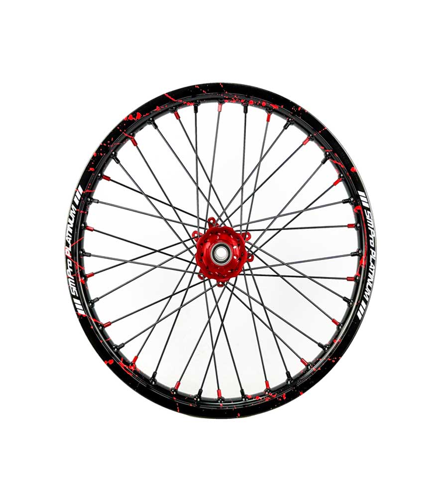 SM Pro Ultra Bee Wheels – Splatterkote Black With Red Splatter and Matte Spokes - EVFREAKSSM Pro Ultra Bee Wheels – Splatterkote Black With Red Splatter and Matte Spokes