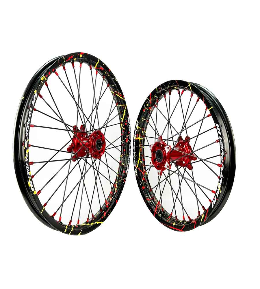 SM Pro Ultra Bee Wheels – USMC Red Sunflower Yellow Rim and Black Spokes - EVFREAKSSM Pro Ultra Bee Wheels – USMC Red Sunflower Yellow Rim and Black Spokes