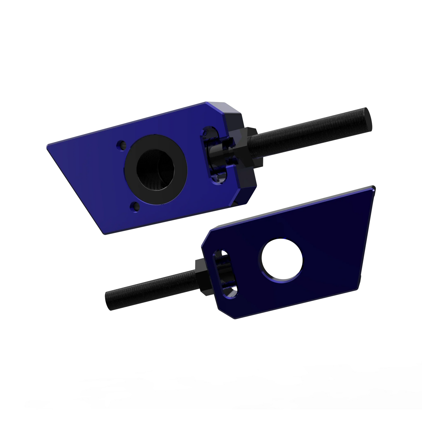 IZI Brothers axle blocks for Sur-Ron Light Bee swingarm - blue interior front view