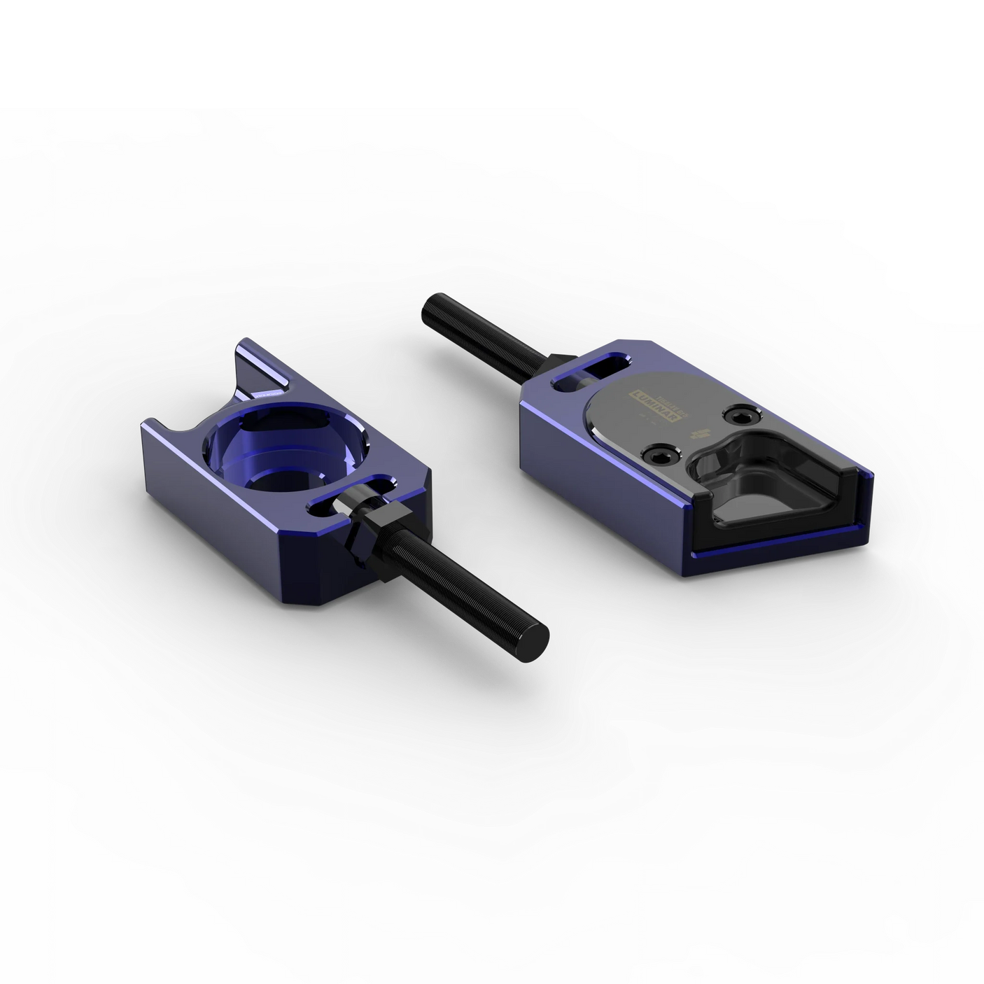 IZI Brothers axle blocks for Sur-Ron Light Bee swingarm - blue exterior top view