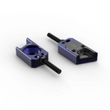 IZI Brothers axle blocks for Sur-Ron Light Bee swingarm - blue exterior top view