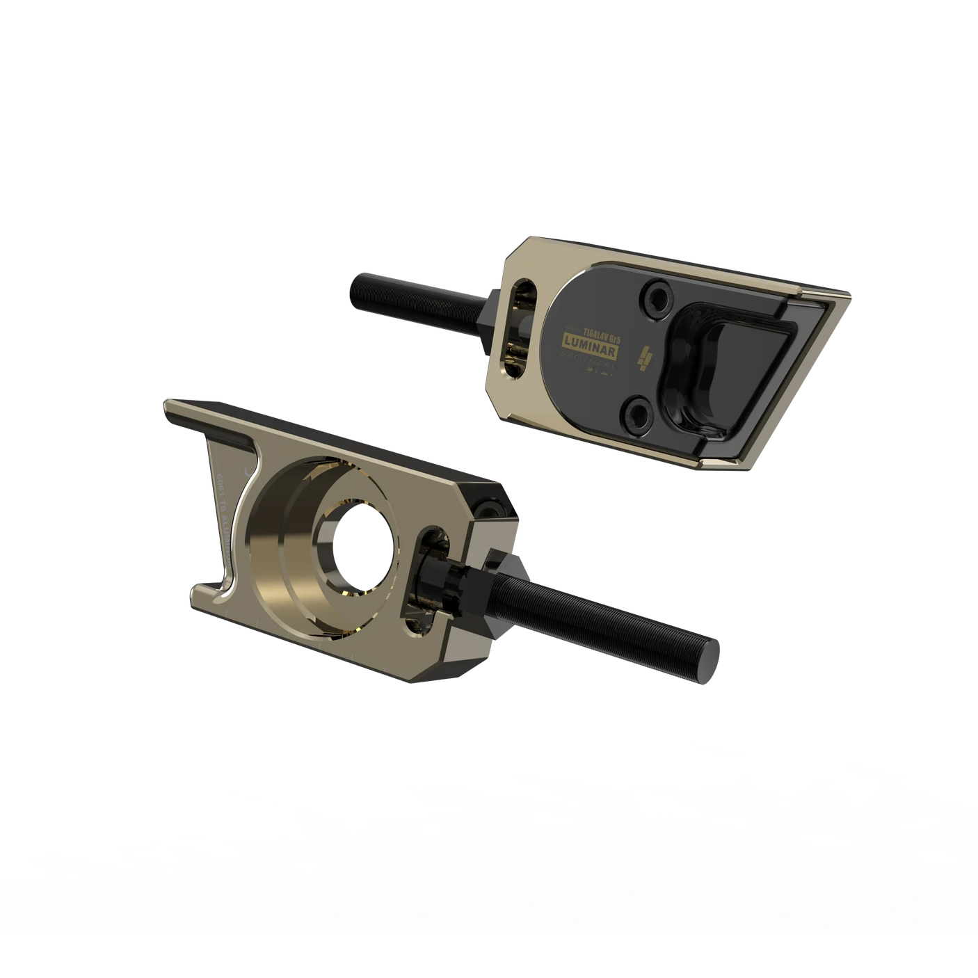 IZI Brothers axle blocks for Sur-Ron Light Bee swingarm - copper exterior front view