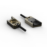 IZI Brothers axle blocks for Sur-Ron Light Bee swingarm - copper top exterior perspective view