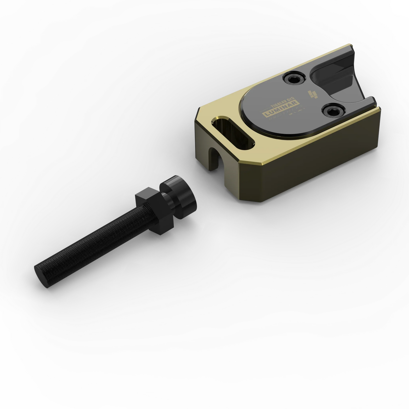 IZI Brothers axle blocks for Sur-Ron Light Bee swingarm - single copper block top exterior disassembled view