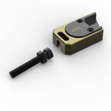 IZI Brothers axle blocks for Sur-Ron Light Bee swingarm - single copper block top exterior disassembled view