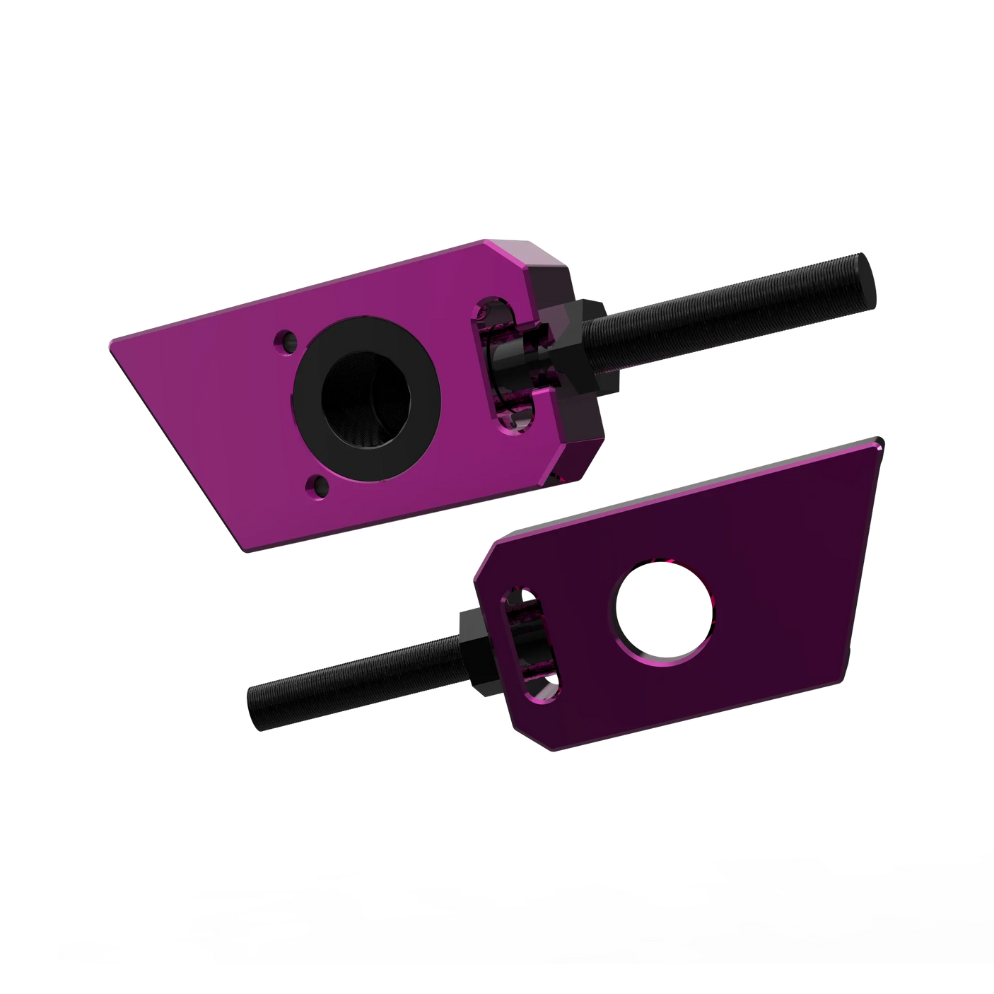 IZI Brothers axle blocks for Sur-Ron Light Bee swingarm - pink interior front view