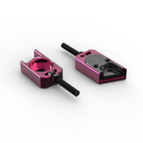 IZI Brothers axle blocks for Sur-Ron Light Bee swingarm - pink top exterior view of both pieces