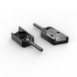 IZI Brothers axle blocks for Sur-Ron Light Bee swingarm - raw black top view of both pieces exterior side