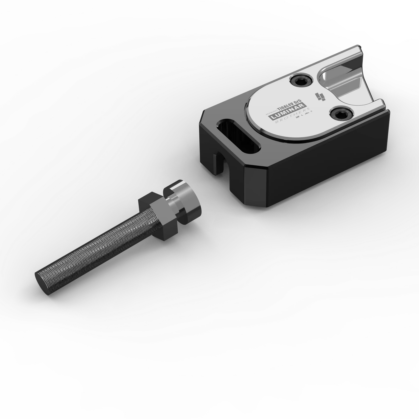 IZI Brothers axle blocks for Sur-Ron Light Bee swingarm - raw black top view of single piece exterior side disassembled