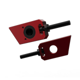 IZI Brothers axle blocks for Sur-Ron Light Bee swingarm - red interior front view of both pieces