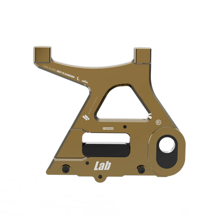 IZI Brothers caliper mount for Sur-Ron Light Bee swingarm - copper exterior front view