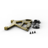 IZI Brothers caliper mount for Sur-Ron Light Bee swingarm - copper top-down exploded exterior view