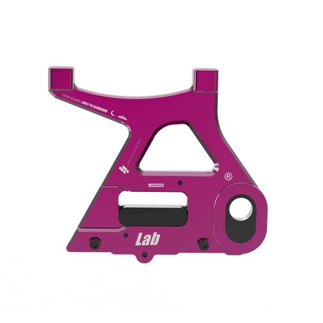 IZI Brothers caliper mount for Sur-Ron Light Bee swingarm - pink exterior front view