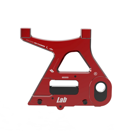 IZI Brothers caliper mount for Sur-Ron Light Bee swingarm - red exterior front view