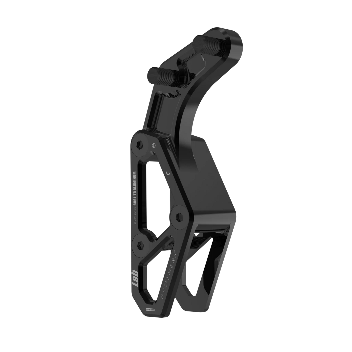 IZI Brothers chain guide body for Sur-Ron Light Bee swingarm - black three-quarter front view
