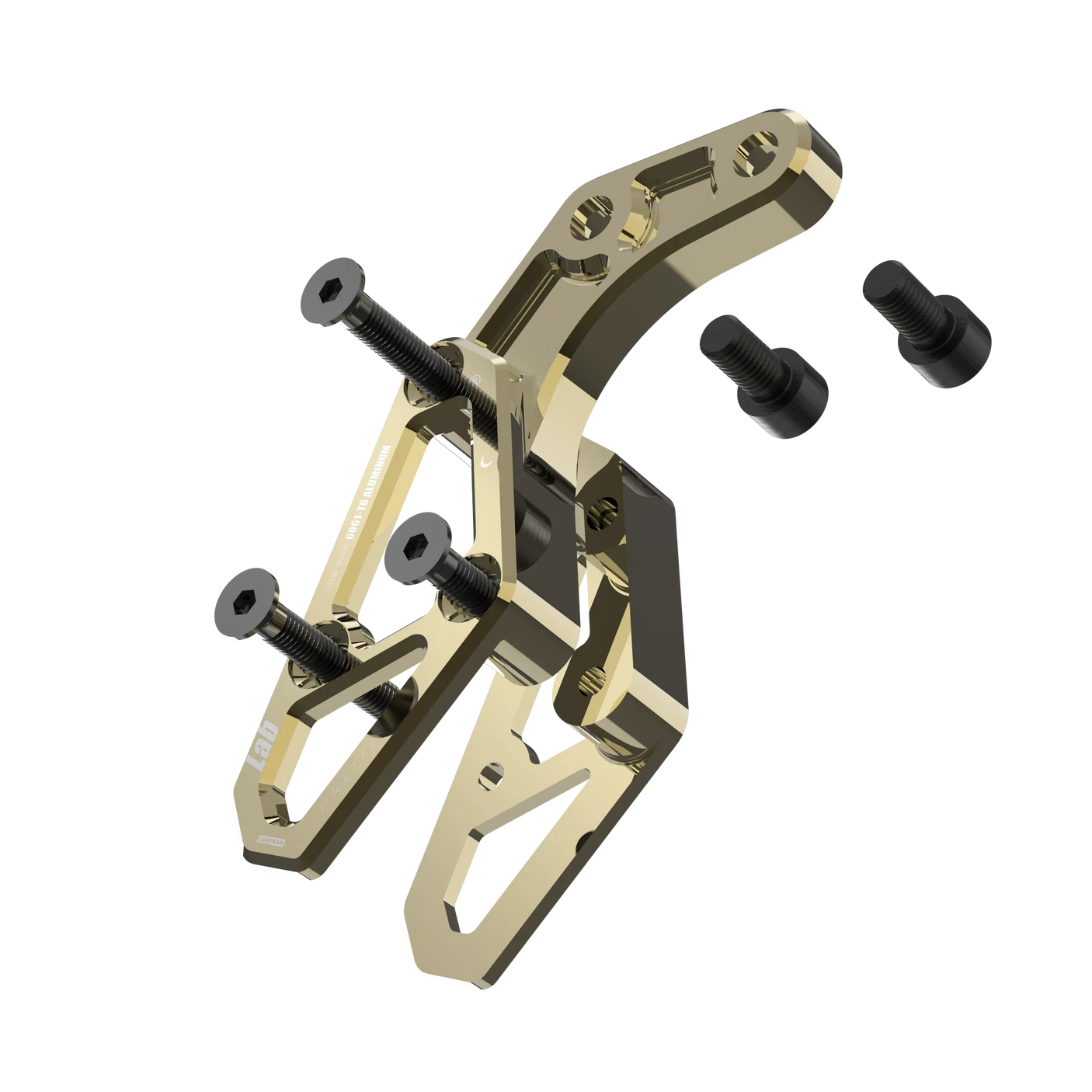 IZI Brothers chain guide body for Sur-Ron Light Bee swingarm - copper exploded front view