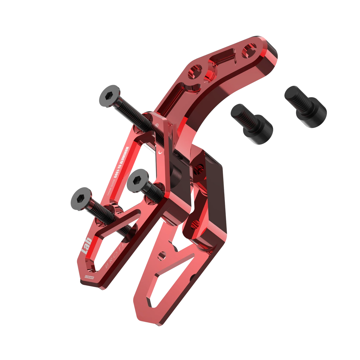 IZI Brothers chain guide body for Sur-Ron Light Bee swingarm - red exploded view