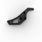 IZI Brothers complete chain guide for Sur-Ron Light Bee swingarm - black side view laid flat
