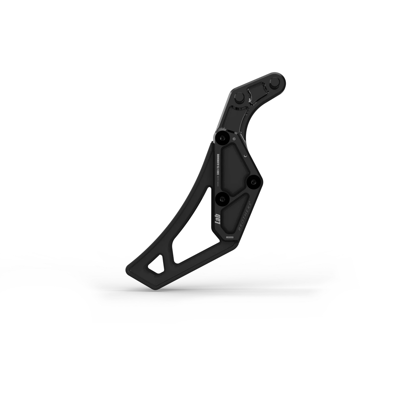 IZI Brothers complete chain guide for Sur-Ron Light Bee swingarm - black top angled side view