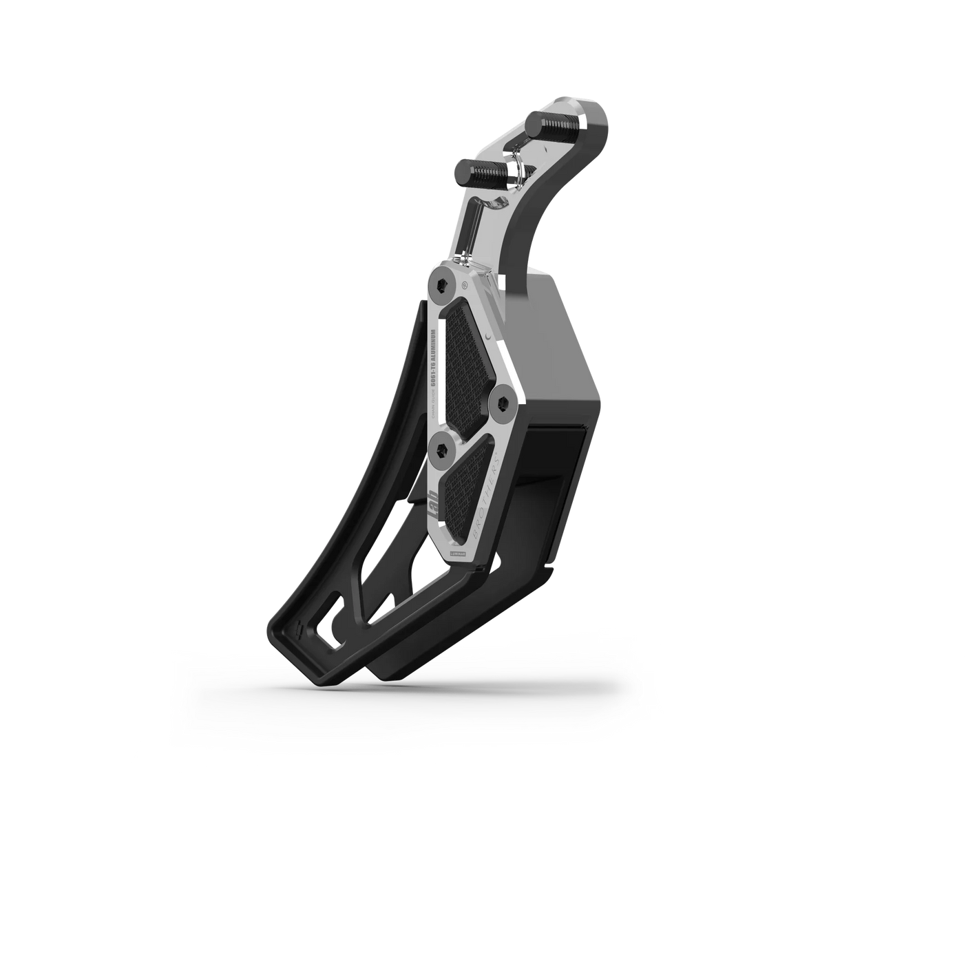 IZI Brothers complete chain guide for Sur-Ron Light Bee swingarm - raw side view laid flat