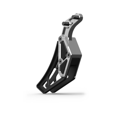 IZI Brothers complete chain guide for Sur-Ron Light Bee swingarm - raw side view laid flat
