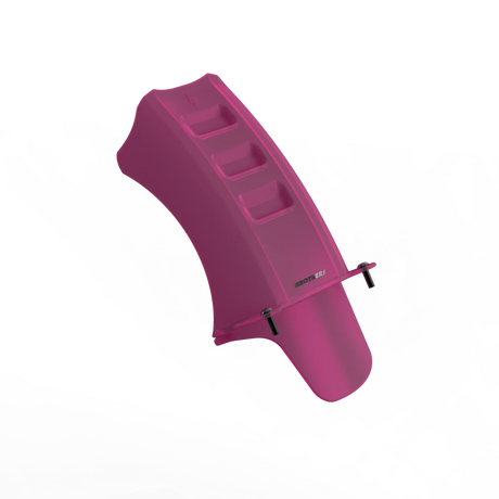 IZI Brothers Mud Guard for Sur-Ron Light Bee swingarm - pink 1/4 front view