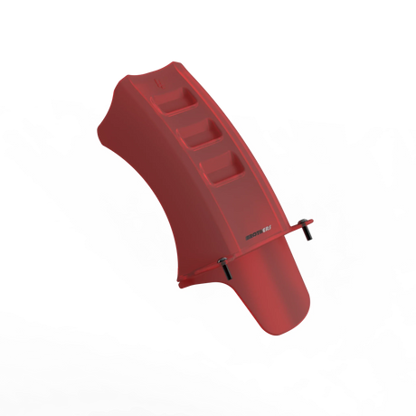 IZI Brothers Mud Guard for Sur-Ron Light Bee swingarm - red 1/4 front view